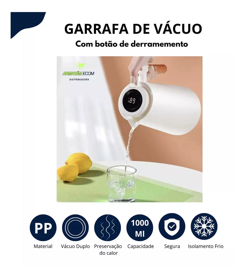 Garrafa Térmica com Visor Digital 1L - Hot Cold Mezuna©